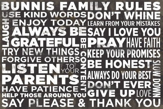 print a poster - Family Rules Be Honest Pray Be Grateful - bunnis.psd