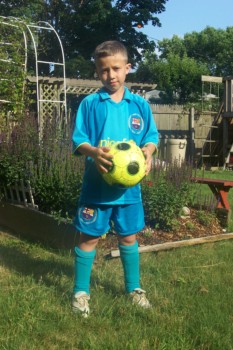 photo posters - Boy Holding Soccer Ball - Charlie_Aqua_Soccer.jpg