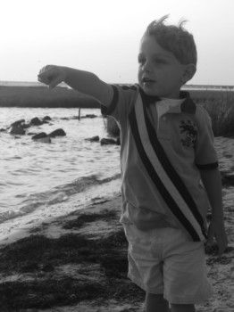 print a poster - Boy Pointing On Beach - Cole_pointing_BW.jpg
