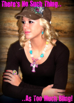 print - There's No Such Thing As Too Much Bling Blond Girl Black Shirt - WOWcomingsoonbling.jpg
