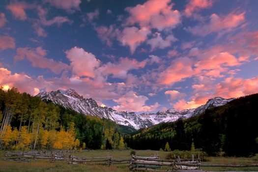 print a poster - Mountains Trees Pink Clouds Sky - SneffelsAutumnSunset.jpg