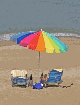 posterbrain - Beach Umbrella Chairs Ocean - lazyday4KH.tif