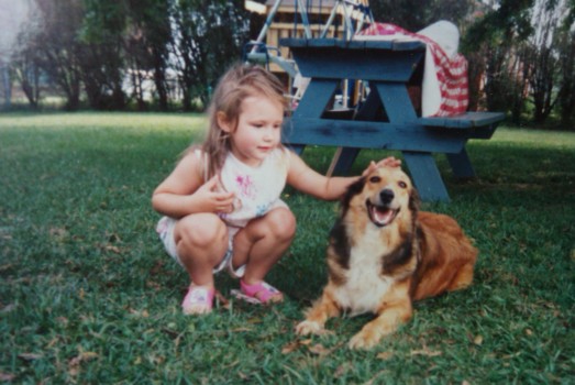Wall - Girl Petting Dog - pnut_and_priss.jpg