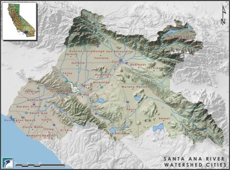 poster printing - Santa Ana River Watershed Cities Map - SAWPAmapJPG.psd