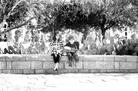 print a poster - Boy And Girl Sitting On Brick Wall - Campos_Family_BW_1.jpg