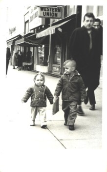 pictures - Children On Sidewalk - Tad_and_Johnny_walking_down_street2.jpg