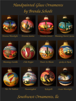 CUSTOM - Handpainted Glass Ornaments Brenda Schodt - poster_for_southwest_ornamens.tif