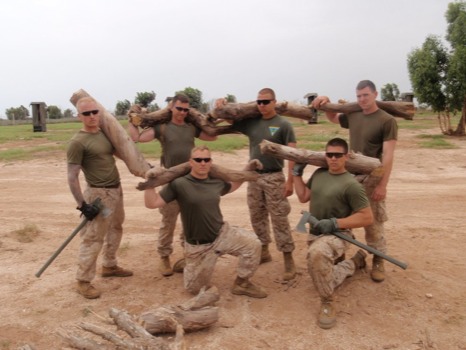 blow - Men Green Shirts Tan Pants Logs - Choppingwood.jpg