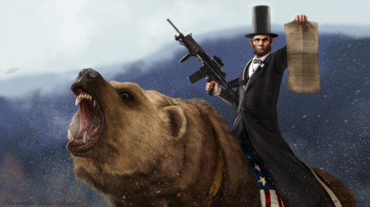 print a poster - Abraham Lincoln Holding Gun Riding Bear - abe_lincoln_riding_a_grizzly_by_sharpwri_1.jpg