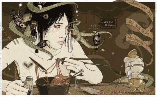prints from images - Woman Snake Hair Eating Noodles Drawing - anamary21_3.jpg
