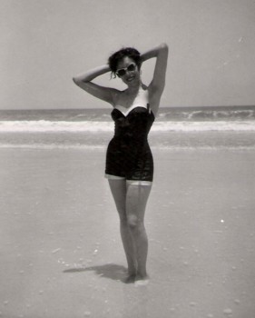 poster - Woman In Swimsuit Standing On Beach - mom_beach_2.jpg