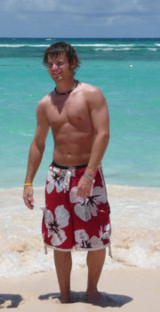 turn - Men's Hawaiian Floral Swim Trunks - buff_dude_1.tif