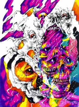print a poster - Skulls Painting Multi Colors - conundrummerminkboat.jpg