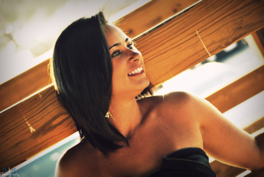 print a poster - Woman Wearing Strapless Top Leaning On Wood Rail - 33.jpg